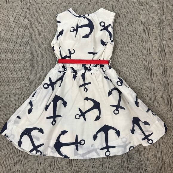 Crewcuts Nautical Anchor Print Kids Dress with Red Belt ~ 3 - Picture 7 of 12